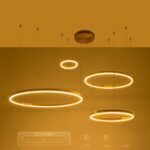 kelvo® VENOM 61193 Μοντέρνο Κρεμαστό Φωτιστικό Οροφής LED 150W 17659lm 120° AC 220-240V IP20 Ρυθμιζόμενο Λευκό CCT με Χειριστήριο από 2700K έως 6000K Dimmable - Lumileds SMD Chip - Χρυσό Βούρτσας - Μ150 x Π90 x Υ60cm - 3 Χρόνια Εγγύηση - Image 11