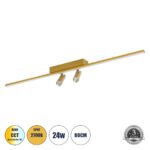 GLOBOSTAR® BARETTI 61228 Μοντέρνο Φωτιστικό Οροφής LED 24W 2688lm 160° & 45° AC 220-240V IP20 Ρυθμιζόμενο Λευκό CCT με On/Off 2700K/4500K/6000K - Lumileds SMD Chip - Χρυσό - Μ80 x Π5 x Υ15cm - 3 Χρόνια Εγγύηση