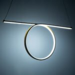 GLOBOSTAR® ROME 61297 Μοντέρνο Κρεμαστό Φωτιστικό Οροφής LED 24W 2640lm 200° AC 220-240V IP20 Ρυθμιζόμενο Λευκό CCT με On/Off 2700K/4500K/6000K - Lumileds SMD Chip - Χρυσό Βούρτσας - Μ65.5 x Π4 x Υ33cm - 3 Χρόνια Εγγύηση - Image 13