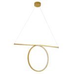 GLOBOSTAR® ROME 61297 Μοντέρνο Κρεμαστό Φωτιστικό Οροφής LED 24W 2640lm 200° AC 220-240V IP20 Ρυθμιζόμενο Λευκό CCT με On/Off 2700K/4500K/6000K - Lumileds SMD Chip - Χρυσό Βούρτσας - Μ65.5 x Π4 x Υ33cm - 3 Χρόνια Εγγύηση - Image 3