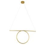 GLOBOSTAR® ROME 61297 Μοντέρνο Κρεμαστό Φωτιστικό Οροφής LED 24W 2640lm 200° AC 220-240V IP20 Ρυθμιζόμενο Λευκό CCT με On/Off 2700K/4500K/6000K - Lumileds SMD Chip - Χρυσό Βούρτσας - Μ65.5 x Π4 x Υ33cm - 3 Χρόνια Εγγύηση - Image 4