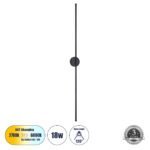 GLOBOSTAR® DIADEM 61333 Μοντέρνο Φωτιστικό Τοίχου - Απλίκα LED 18W 2160lm 120° AC 220-240V IP20 Ρυθμιζόμενο Λευκό CCT με On/Off 2700K/4500K/6000K - Lumileds SMD Chip - Μαύρο Ματ - Μ10 x Π4 x Υ120cm - 3 Χρόνια Εγγύηση