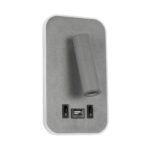 GLOBOSTAR® LADY-O 61365 Μοντέρνο Φωτιστικό Τοίχου - Απλίκα Ξενοδοχείου Reading Light με Φορτιστή USB 3A LED 10W 1000lm 36° & 360° AC 220-240V IP20 Φυσικό Λευκό 4500K - Bridgelux COB Chip & TÜV SÜD Driver - Γκρι Ματ - Μ10.5 x Π10 x Υ18.5cm - 3 Χρόνια Εγγύηση