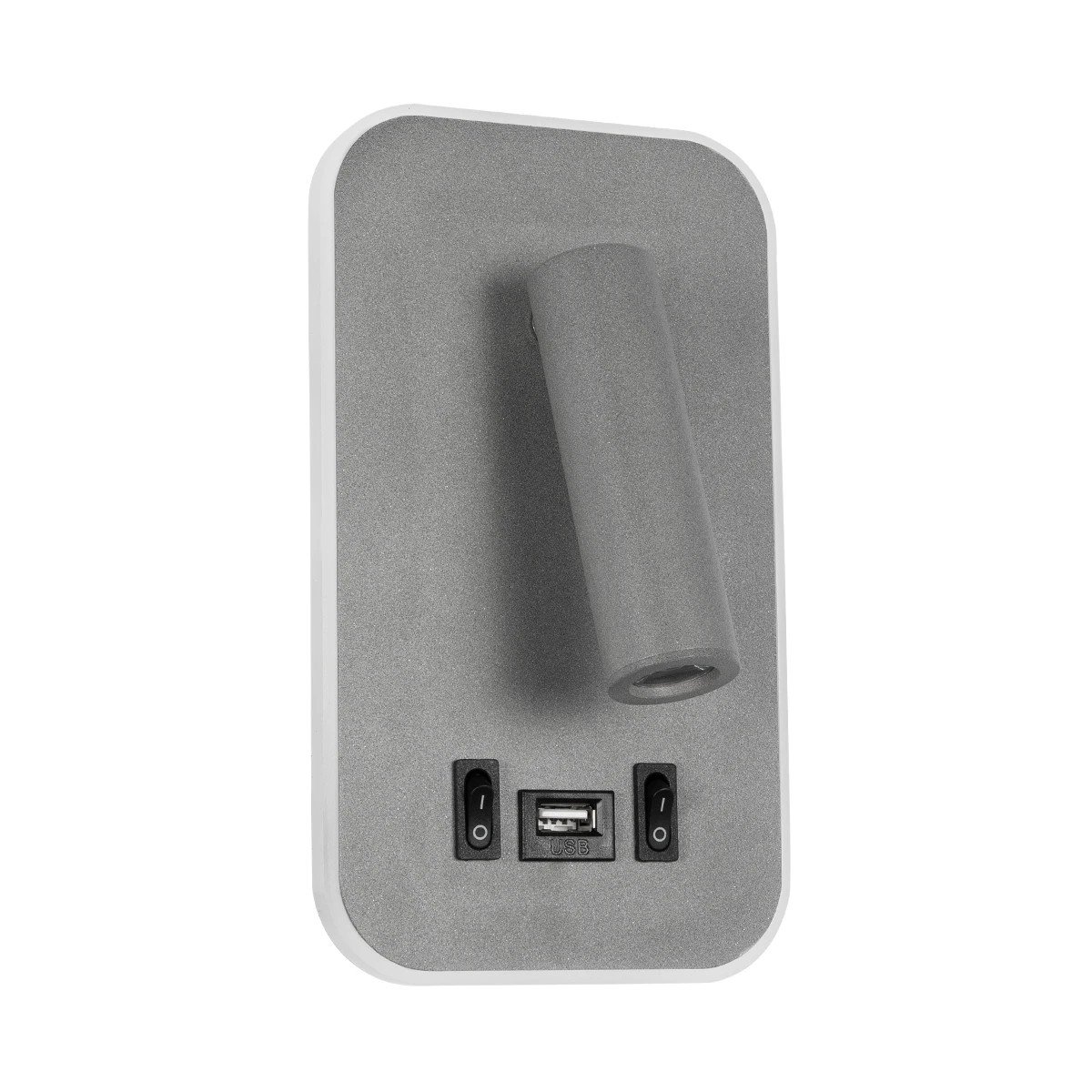 61365_0 GLOBOSTAR® LADY-O 61365 Μοντέρνο Φωτιστικό Τοίχου - Απλίκα Ξενοδοχείου Reading Light με Φορτιστή USB 3A LED 10W 1000lm 36° & 360° AC 220-240V IP20 Φυσικό Λευκό 4500K - Bridgelux COB Chip & TÜV SÜD Driver - Γκρι Ματ - Μ10.5 x Π10 x Υ18.5cm - 3 Χρόνια Εγγύηση - Image 1