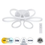 GLOBOSTAR® MARGARET 61401 Μοντέρνο Φωτιστικό Οροφής LED 54W 6210lm 360° AC 220-240V IP20 Ρυθμιζόμενο Λευκό CCT με Χειριστήριο από 2700K έως 6000K Dimmable - Lumileds SMD Chip - Λευκό Ματ - Μ57 x Π57 x Υ12cm - 3 Χρόνια Εγγύηση