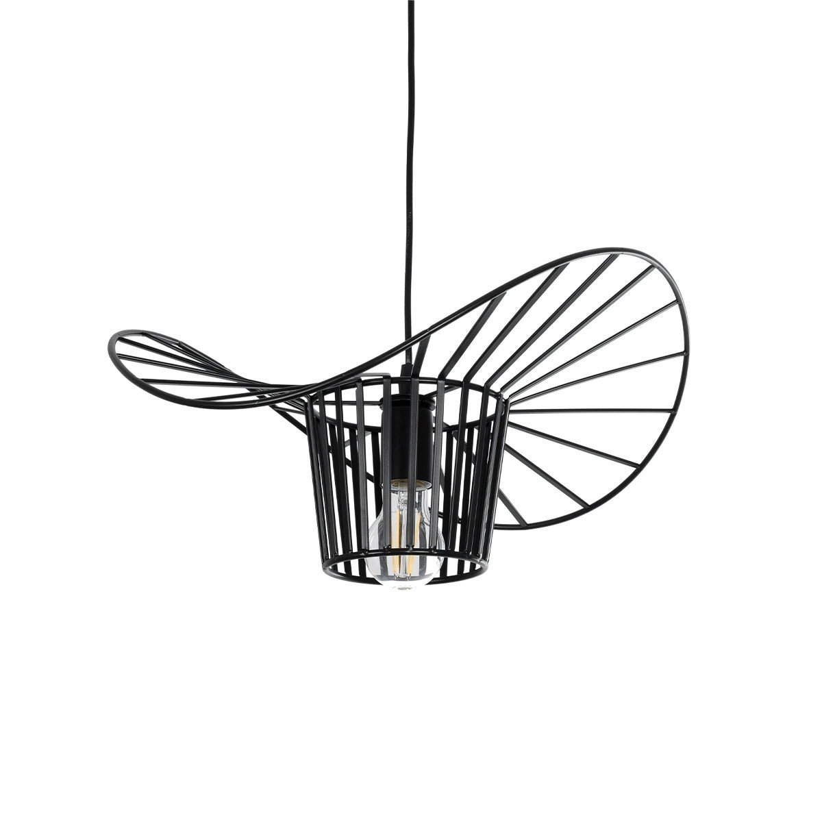 61462_2 GLOBOSTAR® LUMINOVA 61462 Μοντέρνο Κρεμαστό Φωτιστικό Οροφής με Ντουί 1 x E27 AC 220-240V IP20 - Μαύρο - Μ40 x Π40 x Υ20cm - Image 1