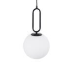 GLOBOSTAR® BELLISSIMO 61489 Μοντέρνο Κρεμαστό Φωτιστικό Οροφής με Ντουί 1 x E27 AC 220-240V IP20 - Λευκό & Μαύρο - Μ20 x Π20 x Υ42cm - Image 5