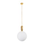 GLOBOSTAR® ESTETICO 61493 Μοντέρνο Κρεμαστό Φωτιστικό Οροφής με Ντουί 1 x E27 AC 220-240V IP20 - Λευκό & Χρυσό Πλατίνα - Μ30 x Π30 x Υ48cm - Image 3