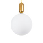 GLOBOSTAR® ESTETICO 61493 Μοντέρνο Κρεμαστό Φωτιστικό Οροφής με Ντουί 1 x E27 AC 220-240V IP20 - Λευκό & Χρυσό Πλατίνα - Μ30 x Π30 x Υ48cm - Image 4