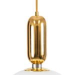 GLOBOSTAR® ESTETICO 61493 Μοντέρνο Κρεμαστό Φωτιστικό Οροφής με Ντουί 1 x E27 AC 220-240V IP20 - Λευκό & Χρυσό Πλατίνα - Μ30 x Π30 x Υ48cm - Image 6