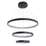 GLOBOSTAR® DIAMOND TRIO 61523 Μοντέρνο Κρεμαστό Φωτιστικό Οροφής LED 100W 11200lm 360° AC 220-240V IP20 Ρυθμιζόμενο Λευκό CCT με Χειριστήριο από 2700K έως 6000K Dimmable - Lumileds SMD Chip - Μαύρο Ματ - Μ90 x Π90 x Υ90cm - 3 Χρόνια Εγγύηση - Image 2