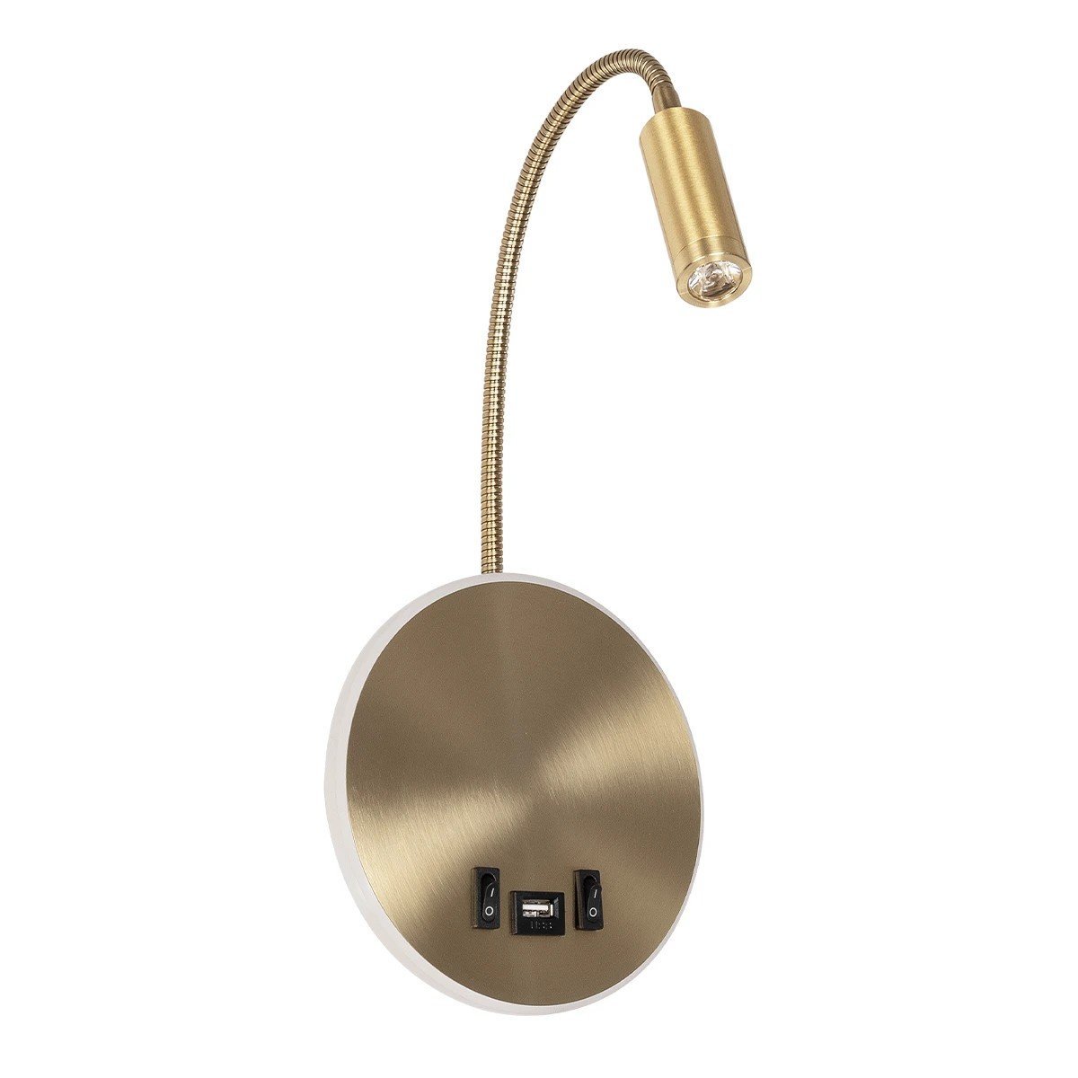 61697_0 GLOBOSTAR® GOOSE 61697 Μοντέρνο Φωτιστικό Τοίχου - Απλίκα Ξενοδοχείου Reading Light με Φορτιστή USB 3A LED 6W 600lm 36° & 360° AC 220-240V IP20 Θερμό Λευκό 2700K - CREE XPE & Lumileds SMD Chip - Χρυσό Βούρτσας - Μ15.5 x Π15 x Υ30.5cm - 3 Χρόνια Εγγύηση - Image 1