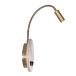 GLOBOSTAR® GOOSE 61697 Μοντέρνο Φωτιστικό Τοίχου - Απλίκα Ξενοδοχείου Reading Light με Φορτιστή USB 3A LED 6W 600lm 36° & 360° AC 220-240V IP20 Θερμό Λευκό 2700K - CREE XPE & Lumileds SMD Chip - Χρυσό Βούρτσας - Μ15.5 x Π15 x Υ30.5cm - 3 Χρόνια Εγγύηση - Image 4
