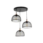 GLOBOSTAR® FLICKA 201-0113 Vintage Κρεμαστό Φωτιστικό Οροφής με Ντουί 3 x E27 AC 220-240V IP20 - Μαύρο & Χάλκινο - Μ55 x Π55 x Υ65cm - Image 2