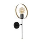 GLOBOSTAR® SOPA 201-0120 Μοντέρνο Φωτιστικό Τοίχου - Απλίκα με Ντουί 1 x E27 AC 220-240V IP20 - Μαύρο & Χρυσό - Μ23 x Π15 x Υ51cm - Image 2