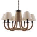 GLOBOSTAR® VERONE 10001020 Vintage Κρεμαστό Φωτιστικό Οροφής με Ντουί 6 x E14 AC 220-240V IP20 - Μπεζ - Μ65 x Π65 x Υ45cm - Image 2