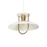 GLOBOSTAR® BILLA 203-0041 Vintage Κρεμαστό Φωτιστικό Οροφής με Ντουί 1 x E27 AC 220-240V IP20 - Λευκό & Χρυσό - M30.5 x Π30.5 x Υ20cm - Image 2