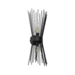 GLOBOSTAR® HORN 203-0043 Vintage Φωτιστικό Τοίχου - Απλίκα με Ντουί 2 x E14 AC 220-240V IP20 - Μαύρο - Μ14 x Π17 x Υ44.5cm - Image 2