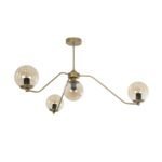 GLOBOSTAR® SUNRAY 201-0110 Vintage Φωτιστικό Οροφής με Ντουί 4 x E27 AC 220-240V IP20 - Χρυσό & Μελί - Μ100 x Π100 x Υ26cm - Image 2