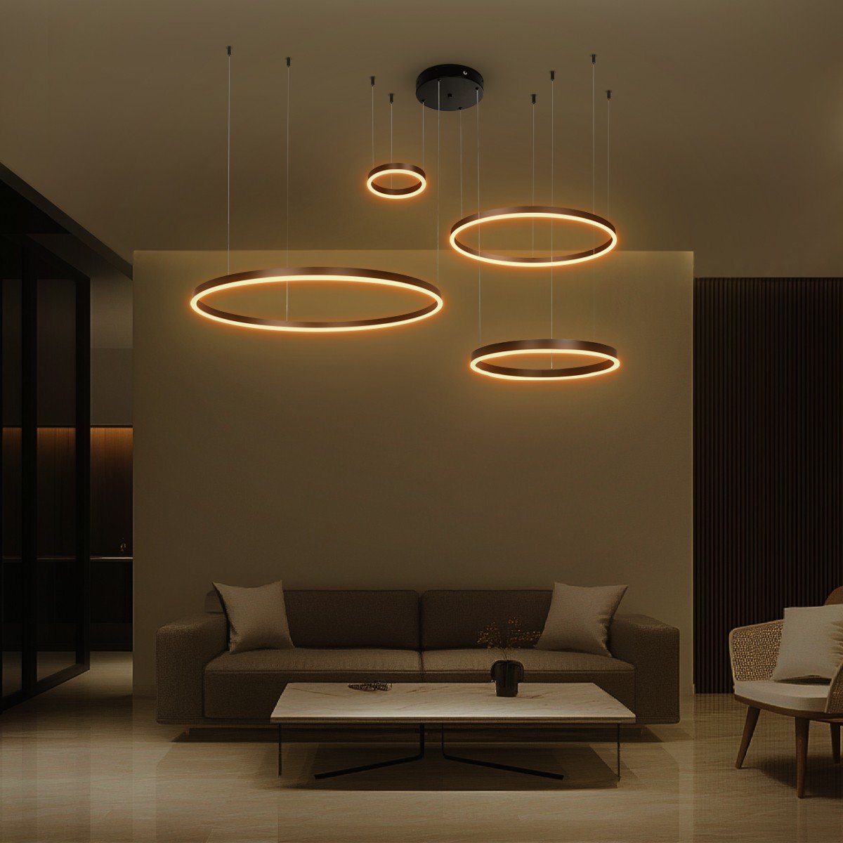 6cb6de_61191_1 kelvo® VENOM 61191 Μοντέρνο Κρεμαστό Φωτιστικό Οροφής LED 150W 17659lm 120° AC 220-240V IP20 Ρυθμιζόμενο Λευκό CCT με Χειριστήριο από 2700K έως 6000K Dimmable - Lumileds SMD Chip - Μαύρο Ματ - Μ150 x Π90 x Υ60cm - 3 Χρόνια Εγγύηση - Image 1