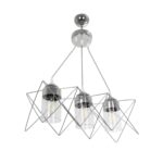 GLOBOSTAR® PLEX 202-0039 Μοντέρνο Κρεμαστό Φωτιστικό Οροφής με Ντουί 3 x E27 AC 220-240V IP20 - Ασημί & Διάφανο - Μ56 x Π17 x Υ24cm - Image 2