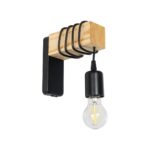 GLOBOSTAR® XYLO 203-0014 Μοντέρνο Φωτιστικό Τοίχου - Απλίκα με Ντουί 1 x E27 AC 220-240V IP20 - Μαύρο & Μπεζ - Μ18 x Π18 x Υ19cm - Image 2