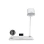 GLOBOSTAR® OLDY 76557 Μοντέρνο Επιτραπέζιο Φωτιστικό Γραφείου με Ασύρματη Φόρτιση 15W 3A, 5W Bluetooth Ηχείο & Ψηφιακό Ρολόι LED 3W 300lm 120° DC 5V με USB-C IP20 Ρυθμιζόμενο Λευκό CCT με Αφή 2700K/4500K/6000K Dimmable - Sanan SMD Chip - Λευκό - Μ13 x Π25 x Υ43cm - 2 Χρόνια Εγγύηση - Image 3