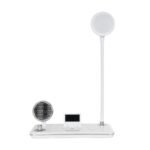 GLOBOSTAR® OLDY 76557 Μοντέρνο Επιτραπέζιο Φωτιστικό Γραφείου με Ασύρματη Φόρτιση 15W 3A, 5W Bluetooth Ηχείο & Ψηφιακό Ρολόι LED 3W 300lm 120° DC 5V με USB-C IP20 Ρυθμιζόμενο Λευκό CCT με Αφή 2700K/4500K/6000K Dimmable - Sanan SMD Chip - Λευκό - Μ13 x Π25 x Υ43cm - 2 Χρόνια Εγγύηση - Image 4