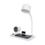 GLOBOSTAR® OLDY 76557 Μοντέρνο Επιτραπέζιο Φωτιστικό Γραφείου με Ασύρματη Φόρτιση 15W 3A, 5W Bluetooth Ηχείο & Ψηφιακό Ρολόι LED 3W 300lm 120° DC 5V με USB-C IP20 Ρυθμιζόμενο Λευκό CCT με Αφή 2700K/4500K/6000K Dimmable - Sanan SMD Chip - Λευκό - Μ13 x Π25 x Υ43cm - 2 Χρόνια Εγγύηση - Image 5