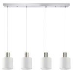 SE21-NM-4-4NM-SH1 ADEPT TUBE Nickel Matt Pendant White Fabric Shade+