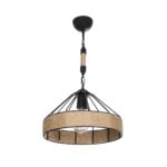 GLOBOSTAR® ZION 203-0003 Vintage Κρεμαστό Φωτιστικό Οροφής με Ντουί 1 x E27 AC 220-240V IP20 - Μαύρο & Μπεζ - Μ33 x Π33 x Υ29cm - Image 2