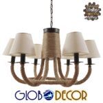 GLOBOSTAR® VERONE 10001020 Vintage Κρεμαστό Φωτιστικό Οροφής με Ντουί 6 x E14 AC 220-240V IP20 - Μπεζ - Μ65 x Π65 x Υ45cm - Image 3