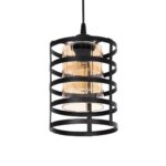 GLOBOSTAR® SOLON 201-0060 Μοντέρνο Κρεμαστό Φωτιστικό Οροφής με Ντουί 1 x E27 AC 220-240V IP20 - Μαύρο & Μελί - Μ16 x Π16 x Υ26cm - Image 2