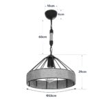 GLOBOSTAR® ZION 203-0003 Vintage Κρεμαστό Φωτιστικό Οροφής με Ντουί 1 x E27 AC 220-240V IP20 - Μαύρο & Μπεζ - Μ33 x Π33 x Υ29cm - Image 12