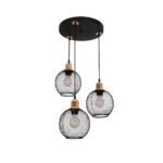 GLOBOSTAR® VIVIDUS 201-0020 Vintage Κρεμαστό Φωτιστικό Οροφής με Ντουί 3 x E27 AC 220-240V IP20 - Μαύρο & Χρυσό - Μ40 x Π40 x Υ60cm