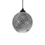 GLOBOSTAR® KEGEL 206-0003 Μοντέρνο Κρεμαστό Φωτιστικό Οροφής με Ντουί 1 x E27 AC 220-240V IP20 - Μαύρο Φιμέ - Μ20 x Π20 x Υ20cm - Image 2