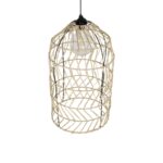 GLOBOSTAR® NETI 205-0025 Boho Κρεμαστό Φωτιστικό Οροφής με Ντουί 1 x E27 AC 220-240V IP20 - Μπεζ - M35 x Π35 x Υ63cm - Image 7