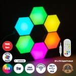 GloboStar® DIGIOCTA 90448 Σετ 6 Ψηφιακων LED RGB Φωτιστικών Κυψελών με Ψηφιακό Controller με WiFi Smart APP & Ασύρματο Χειριστήριο RF 2.4Ghz - LED SMD 5050 9W/Σετ 84PIXEL/Σετ 720lm/Σετ 120° DC 5V με USB 2.0 IP20 Πολύχρωμο RGB - Dimmable - Μ10.5 x Π10.5 x Υ3cm Ανά Κυψέλη - 2 Χρόνια Εγγύηση