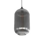 GLOBOSTAR® MELONI 206-0018 Μοντέρνο Κρεμαστό Φωτιστικό Οροφής με Ντουί 1 x E27 AC 220-240V IP20 - Μαύρο Φιμέ - Μ20 x Π20 x Υ38cm - Image 2