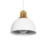 GLOBOSTAR® ΗUT 203-0147 Μοντέρνο Κρεμαστό Φωτιστικό Οροφής με Ντουί 1 x E27 AC 220-240V IP20 - Λευκό & Χρυσό - Μ18 x Π18 x Υ18cm - Image 2