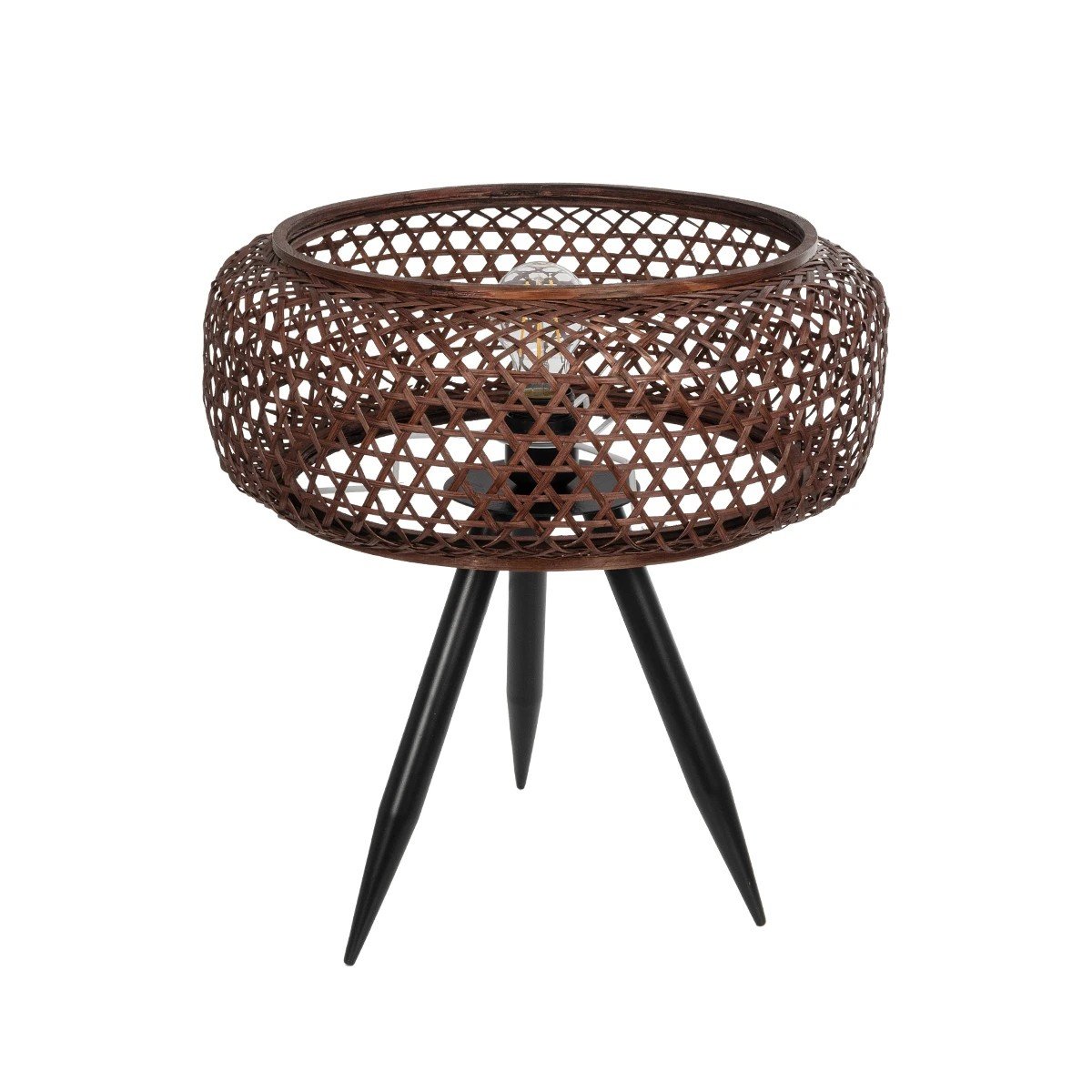 999_0040_0 GLOBOSTAR® ZORION 999-0040 Vintage Επιτραπέζιο Φωτιστικό Πορτατίφ με Ντουί 1 x E27 AC 220-240V IP20 - Καφέ & Μαύρο - Μ40 x Π40 x Υ43.5cm - Image 1