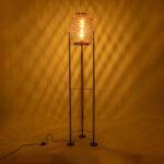 GloboStar® CURACAO 999-0041 Μοντέρνο Επιδαπέδιο Φωτιστικό Μονόφωτο 1 x E27 IP20 Μαύρο Μέταλλο με Καφέ Ξύλο - Μ30 x Π30 x Υ165cm - Image 2