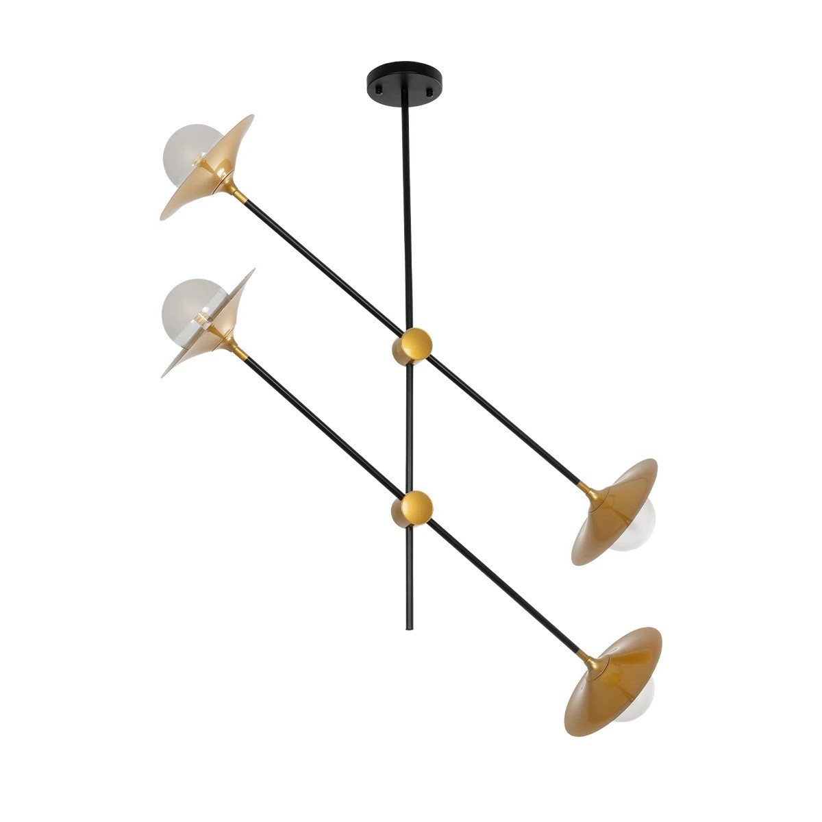 999_0044_0 GLOBOSTAR® JOLIET 999-0044 Μοντέρνο Φωτιστικό Οροφής με Ντουί 4 x G9 AC 220-240V IP20 - Μαύρο & Χρυσό - Μ93 x Π20 x Υ106cm - Image 1