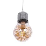 GLOBOSTAR® LAMP 999-0056 Μοντέρνο Κρεμαστό Φωτιστικό Οροφής με Ντουί 1 x E27 AC 220-240V IP20 - Διάφανο, Χρυσό & Ασημί - Μ15 x Π15 x Υ27cm - Image 5