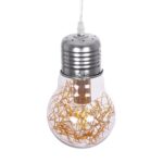 GLOBOSTAR® LAMP 999-0056 Μοντέρνο Κρεμαστό Φωτιστικό Οροφής με Ντουί 1 x E27 AC 220-240V IP20 - Διάφανο, Χρυσό & Ασημί - Μ15 x Π15 x Υ27cm - Image 6