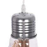 GLOBOSTAR® LAMP 999-0056 Μοντέρνο Κρεμαστό Φωτιστικό Οροφής με Ντουί 1 x E27 AC 220-240V IP20 - Διάφανο, Χρυσό & Ασημί - Μ15 x Π15 x Υ27cm - Image 8