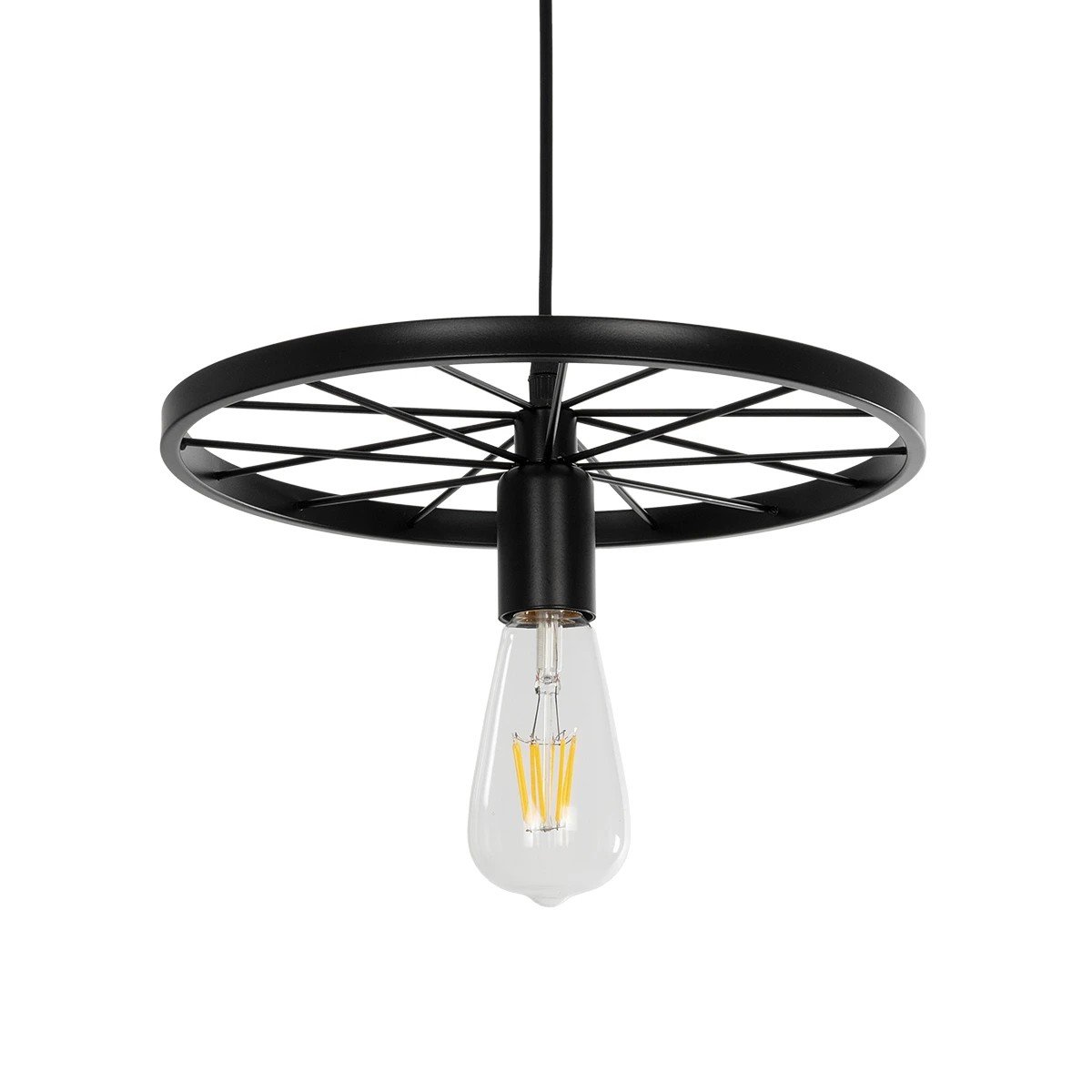 999_0228_0 GLOBOSTAR® CASTOR 999-0228 Vintage Κρεμαστό Φωτιστικό Οροφής με Ντουί 1 x E27 AC 220-240V IP20 - Μαύρο - Μ30 x Π30 x Υ11cm - Image 1