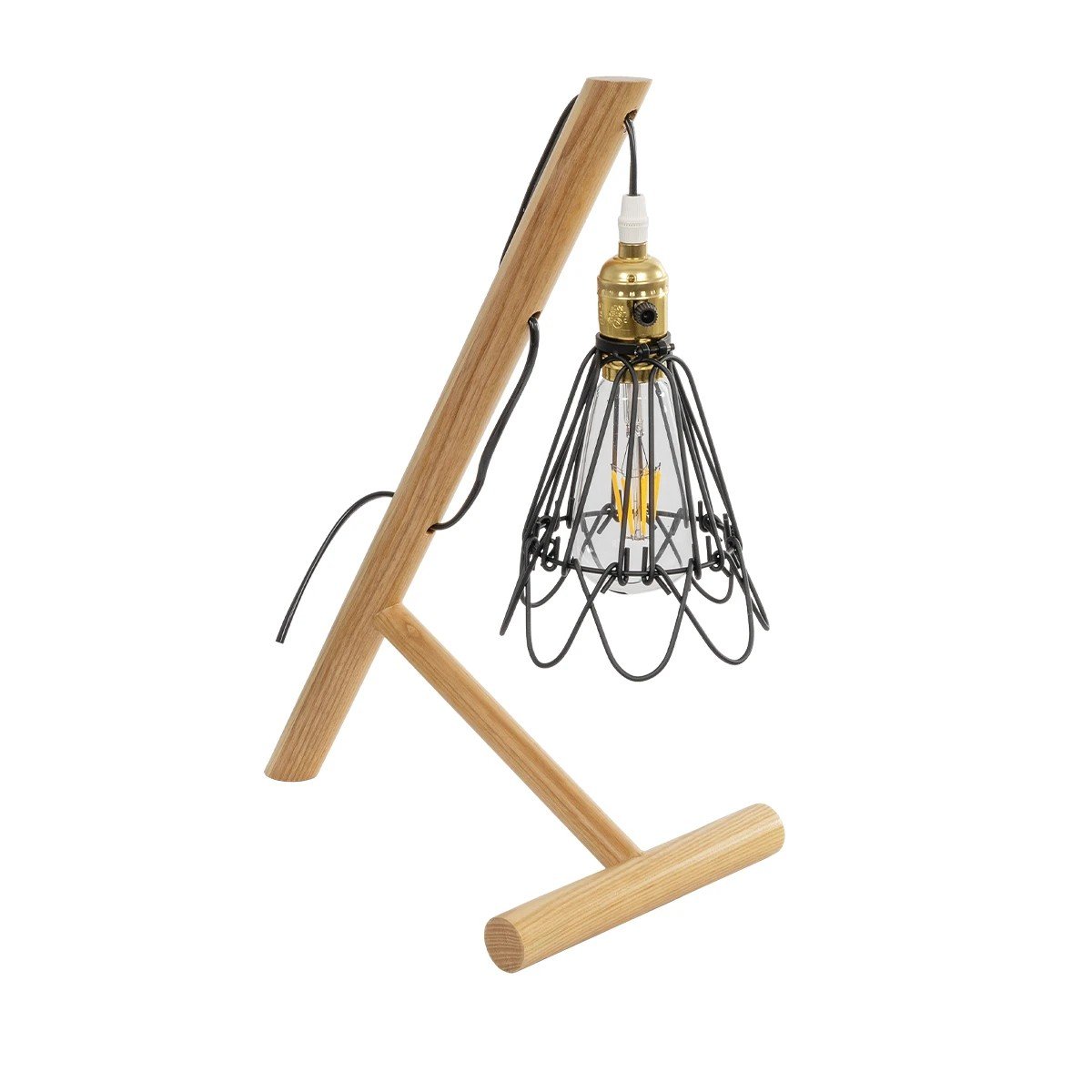 999_0239_0 GLOBOSTAR® ELMA 999-0239 Μοντέρνο Επιτραπέζιο Φωτιστικό Πορτατίφ με Ντουί 1 x E27 AC 220-240V IP20 - Μπεζ & Μαύρο - Μ35 x Π20 x Υ43cm - Image 1