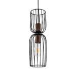 GLOBOSTAR® LAVERA 201-0124 Vintage Κρεμαστό Φωτιστικό Οροφής με Ντουί 1 x E27 AC 220-240V IP20 - Μαύρο & Μπρούτζινο - Μ14 x Π14 x Υ44cm - Image 2