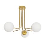 GLOBOSTAR® SHINY 201-0028 Vintage Φωτιστικό Οροφής με Ντουί 3 x E27 AC 220-240V IP20 - Λευκό & Χρυσό - Μ70 x Π70 x Υ16cm - Image 2